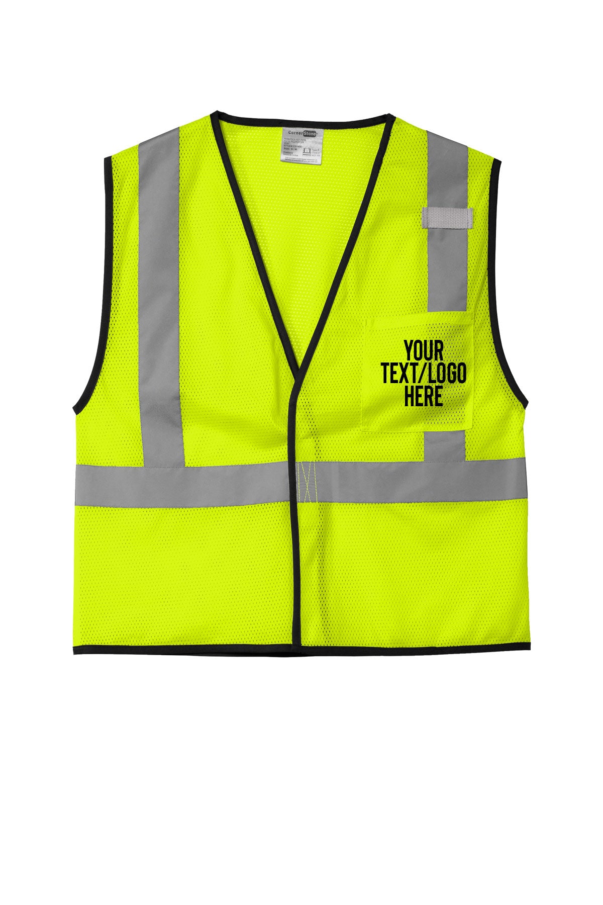 CSV100 CornerStone ANSI 107 Class 2 Economy Mesh One-Pocket Vest Custom w/ Solid or Reflective Print