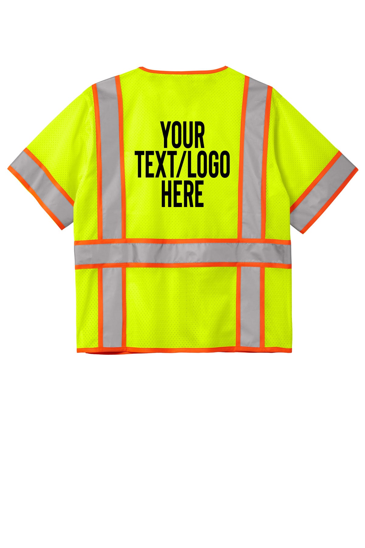 CSV106 CornerStone ANSI 107 Class 3 Surveyor Mesh Zippered Two-Tone Short Sleeve Vest Custom w/ Solid or Reflective Print