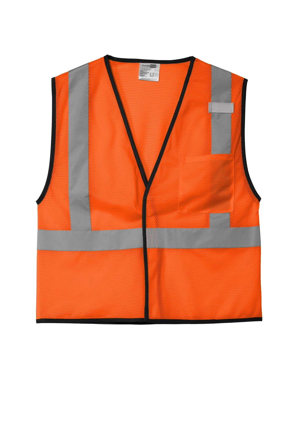CSV100 CornerStone ANSI 107 Class 2 Economy Mesh One-Pocket Vest Custom w/ Solid or Reflective Print