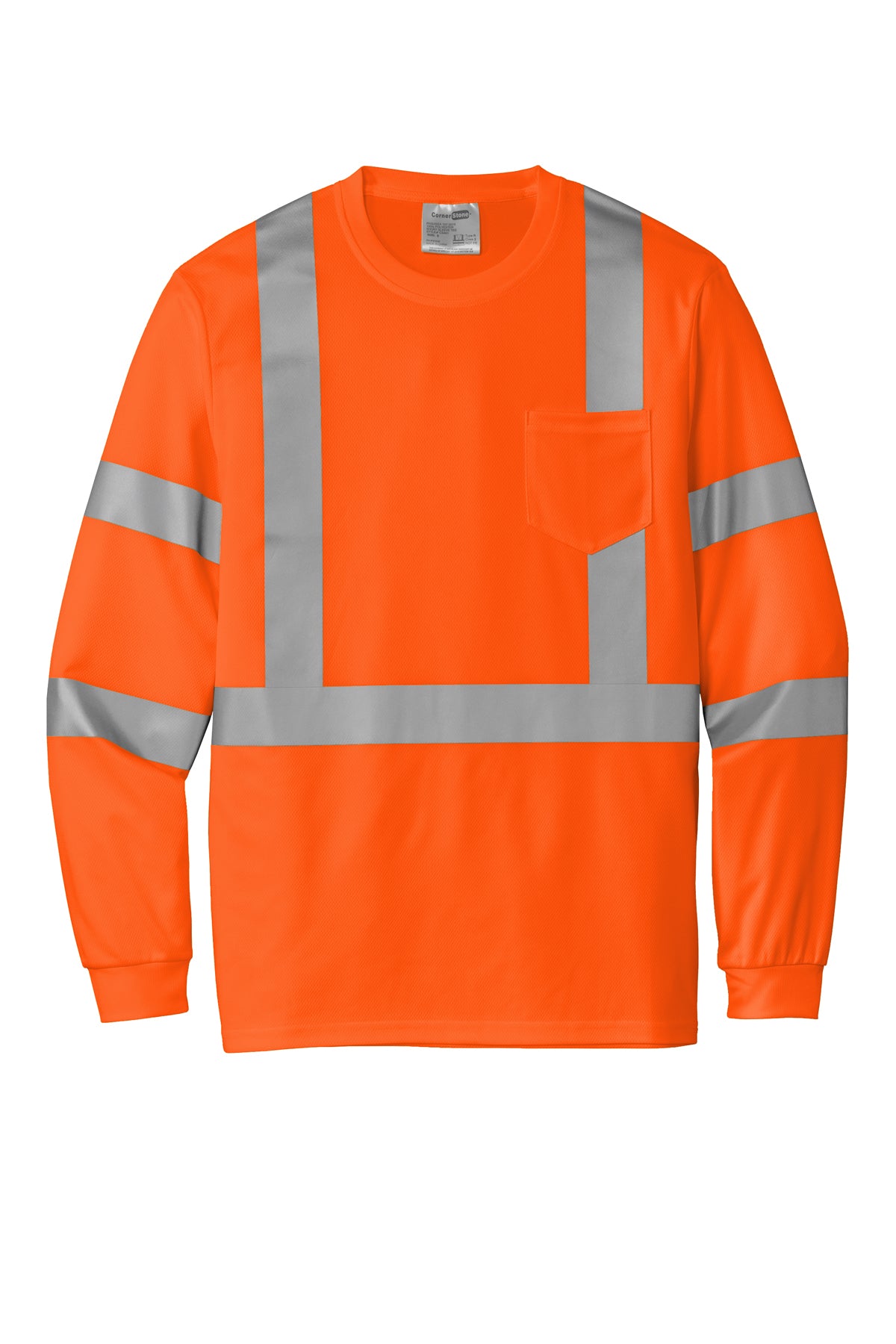 CS203 CornerStone® ANSI 107 Class 3 Mesh Long Sleeve Tee Custom w/ Solid or Reflective Print