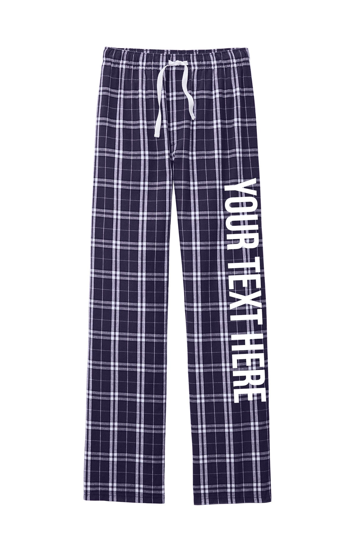 District Unisex Purple and White Flannel Pants w/ Custom Text/Logo