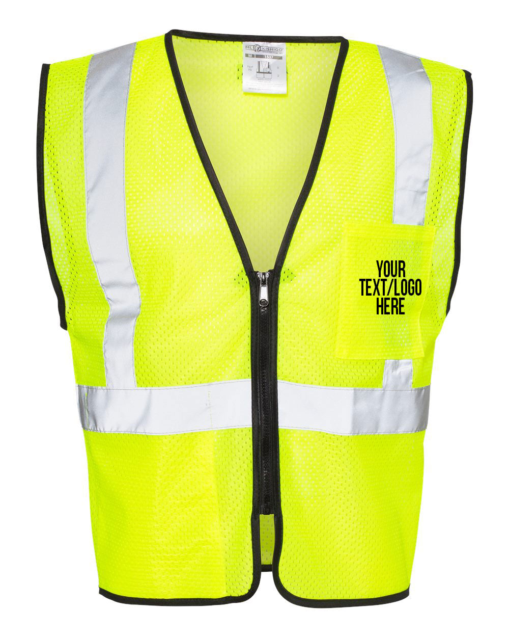 Kishigo - Double-Pocket Zippered Economy Class 2 Vest - 1537-1538 Custom w/ Solid or Reflective Print