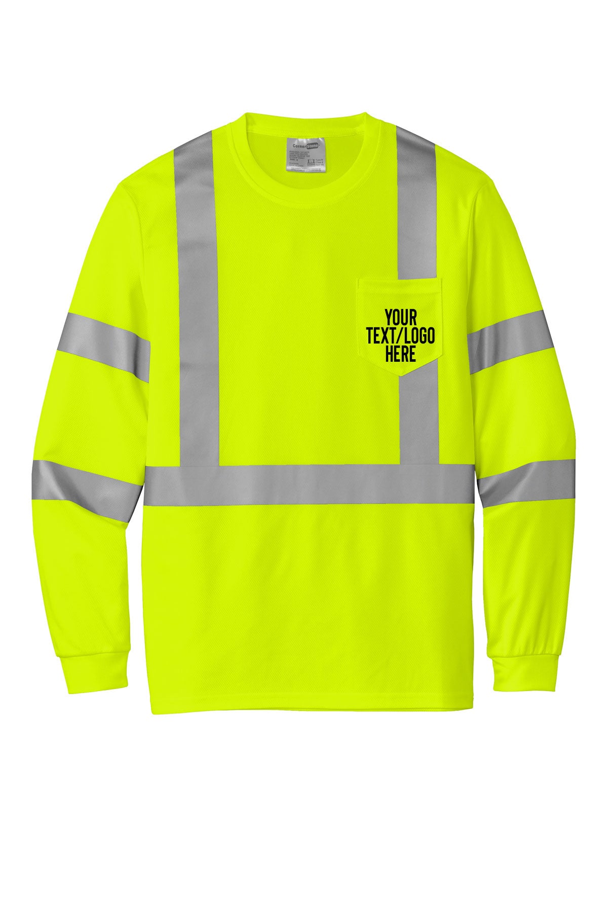 CS203 CornerStone® ANSI 107 Class 3 Mesh Long Sleeve Tee Custom w/ Solid or Reflective Print