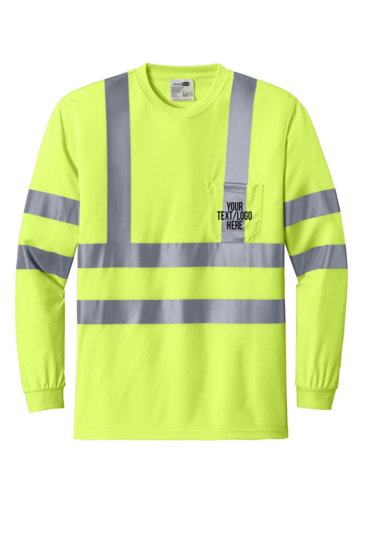 CS409 CornerStone® - ANSI 107 Class 3 Long Sleeve Snag-Resistant Reflective T-Shirt Custom w/ Solid or Reflective Print