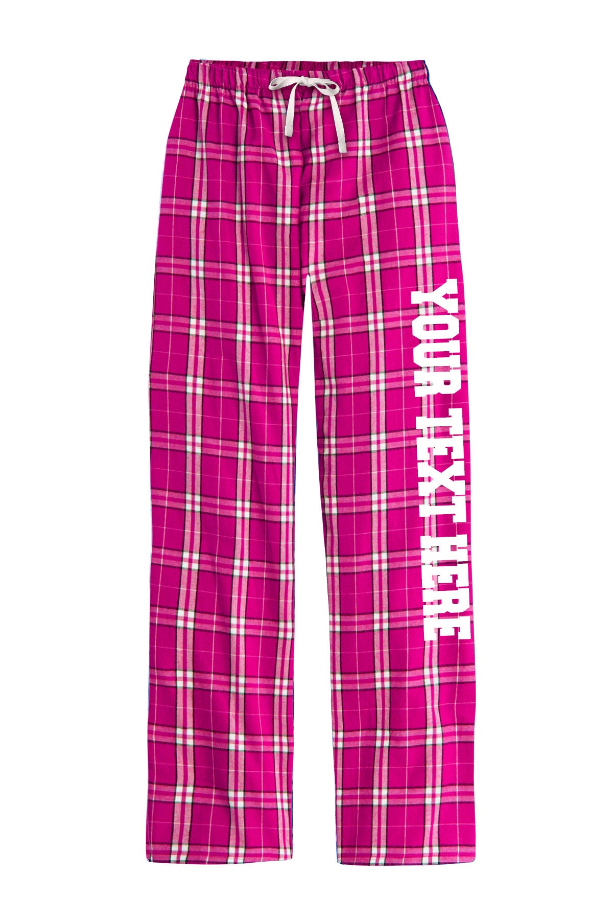 District Women's Dark Fuchsia Checkered Flannel Pants w/ Custom Text/Logo