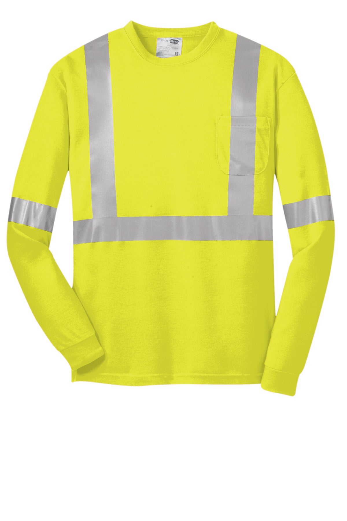 CS401LS CornerStone® ANSI 107 Class 2 Long Sleeve Safety T-Shirt Custom w/ Solid or Reflective Print