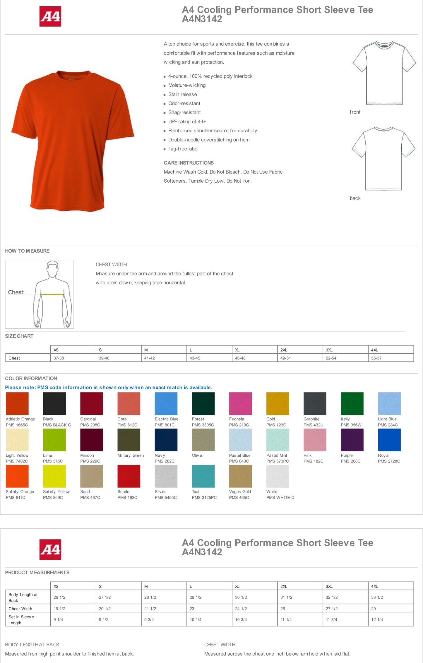 A4 - Cooling Performance T-Shirt 44+ UPF- N3142