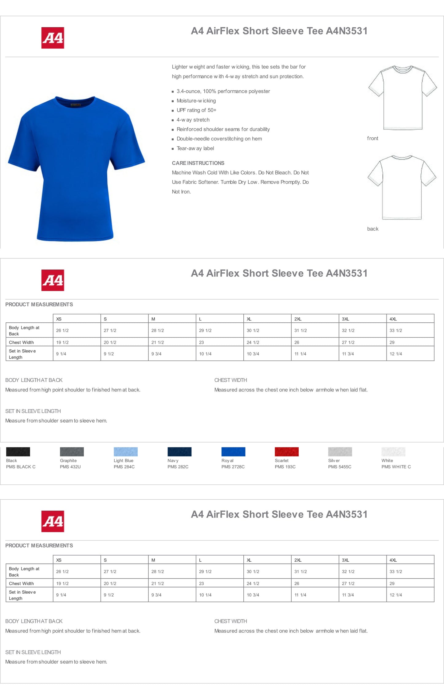 A4 AirFlex Short Sleeve Tee 50+ UPF - A4N3531