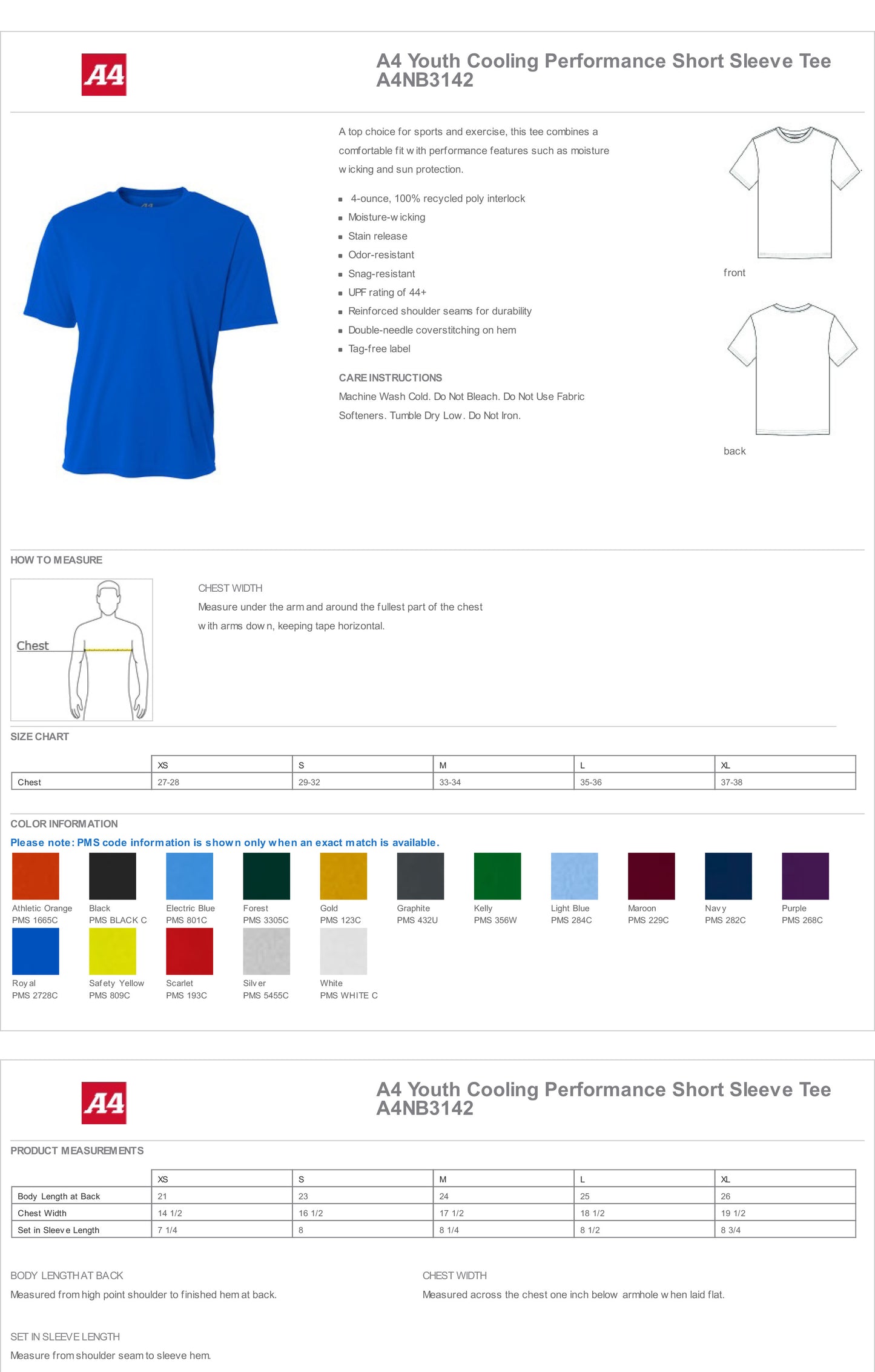YOUTH A4 Youth Cooling Performance Short Sleeve Tee 44+ - A4NB3142