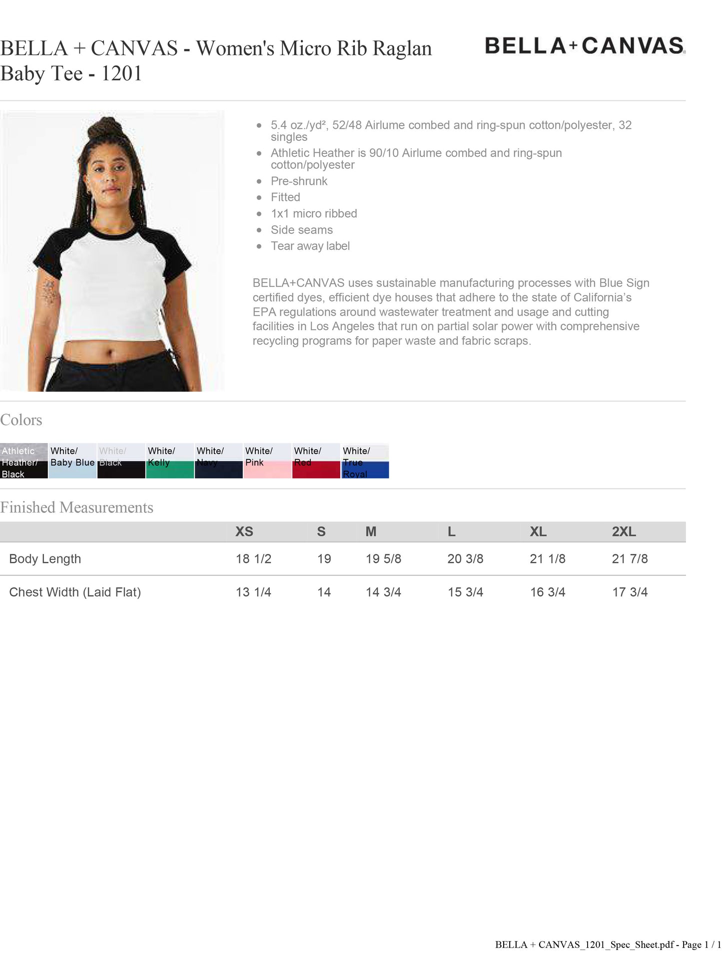 BELLA + CANVAS Women's Micro Rib Raglan Baby Tee 1201 Customized