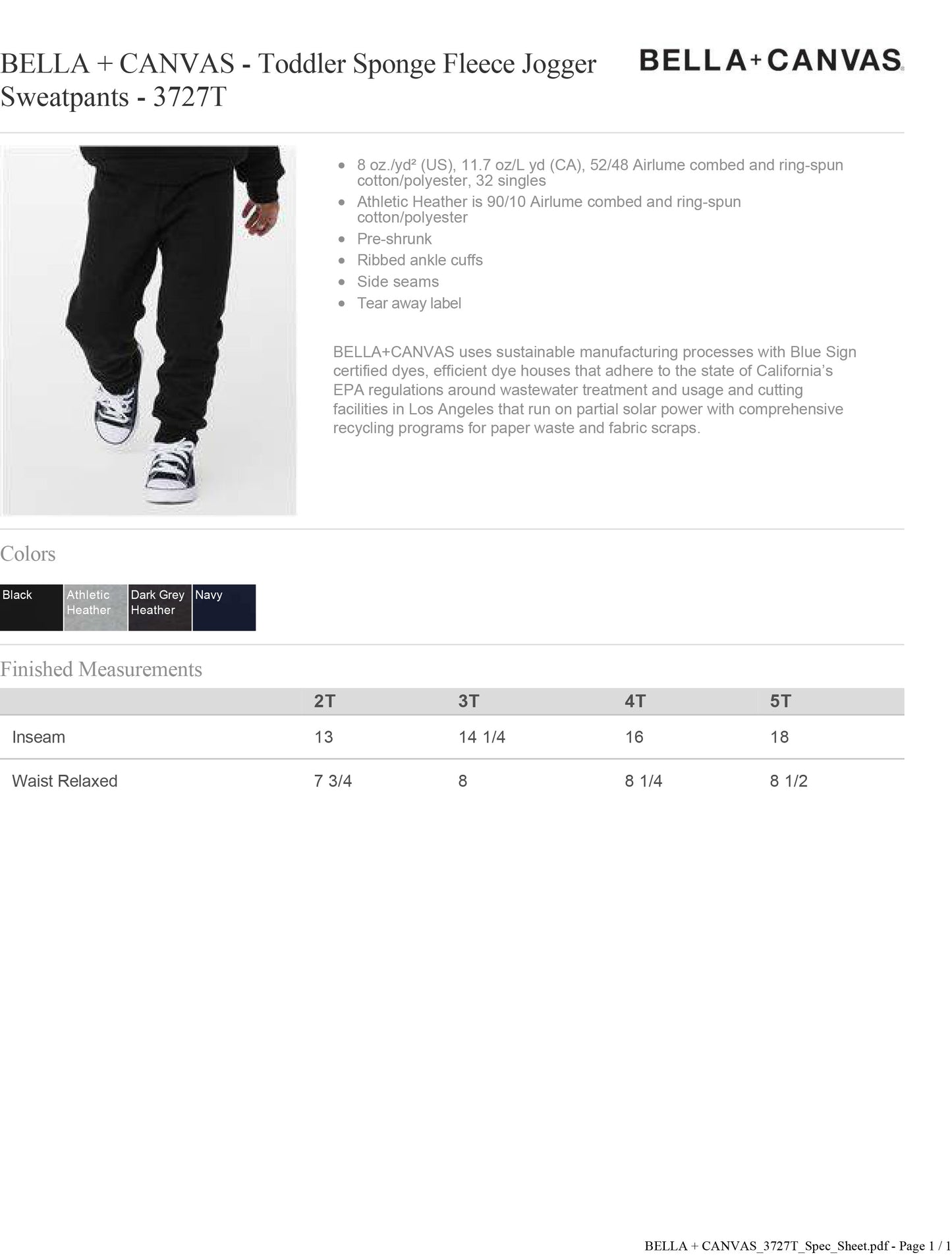 YOUTH BELLA + CANVAS - Youth and Toddler Jogger Sweatpants - 3727Y