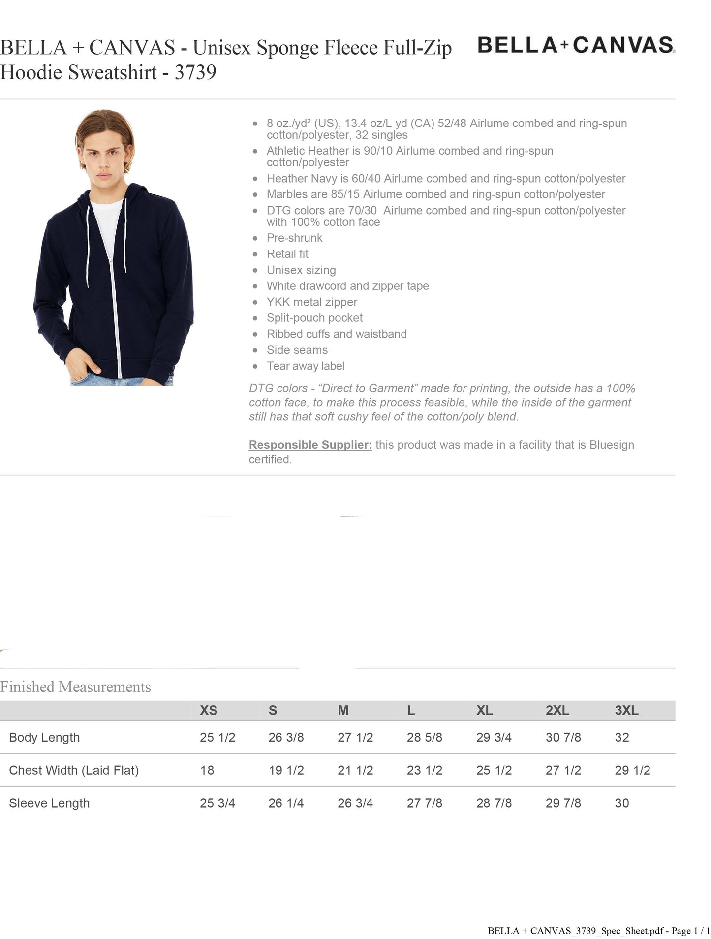 Little Sparrow Bella + Canvas Full Zip Hoodie