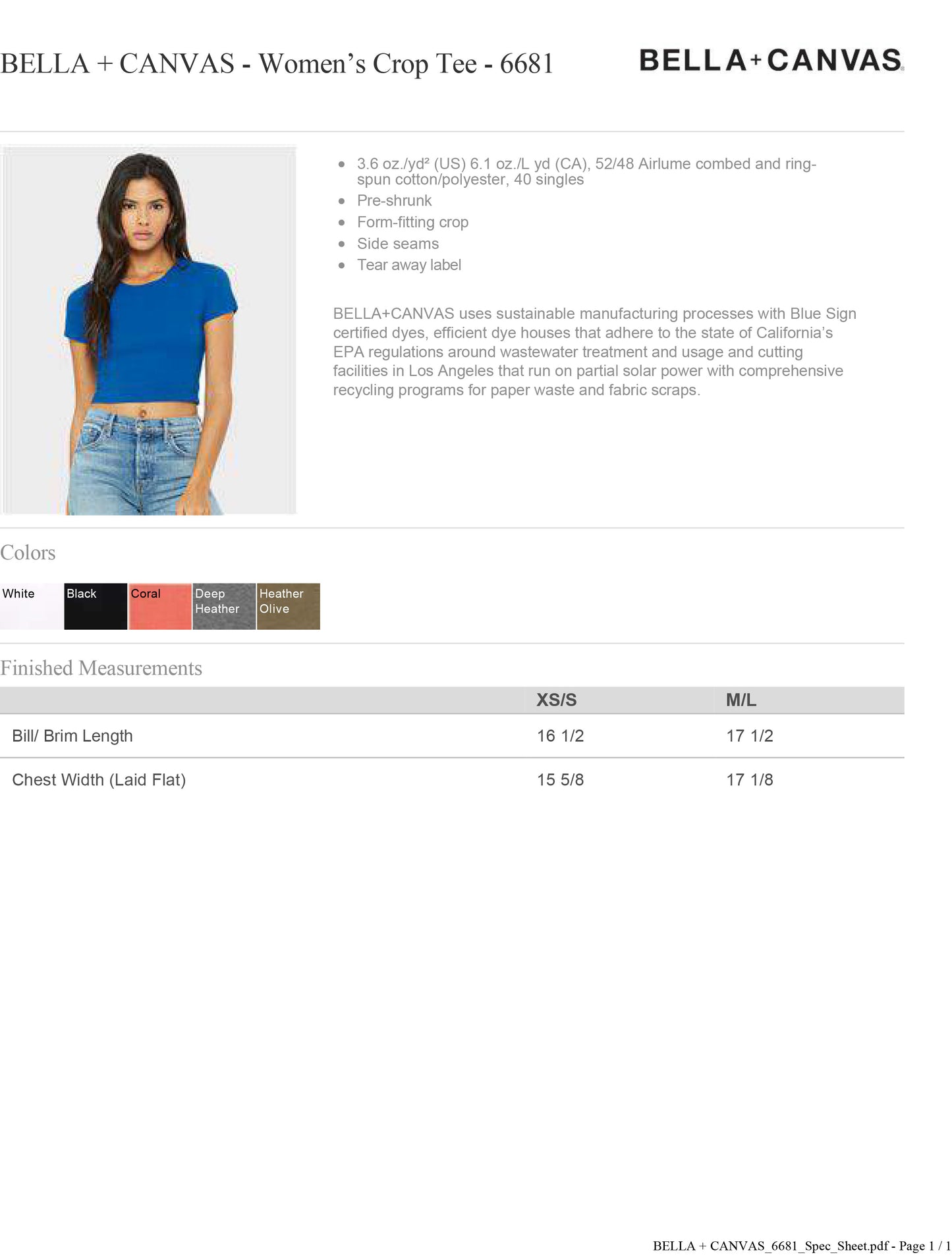 BELLA + CANVAS Women’s Crop Tee 6681 Personalized