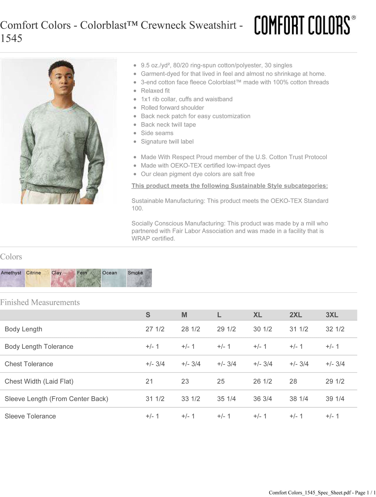 Comfort Colors - Colorblast™ Crewneck Sweatshirt - 1545