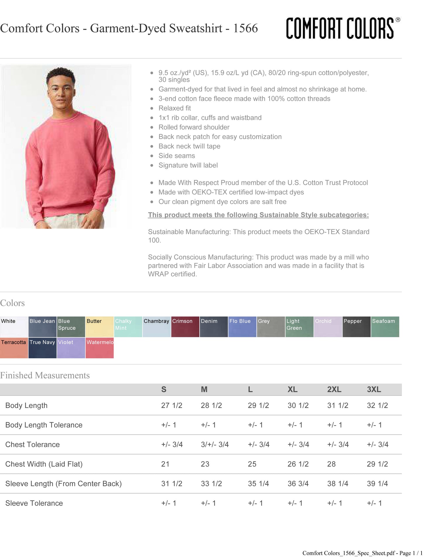 Comfort Colors - Garment-Dyed Sweatshirt - 1566