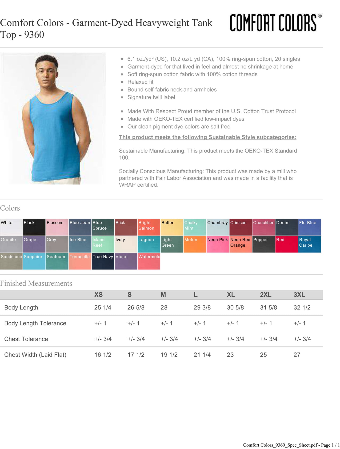 Comfort Colors - Garment-Dyed Heavyweight Tank Top - 9360
