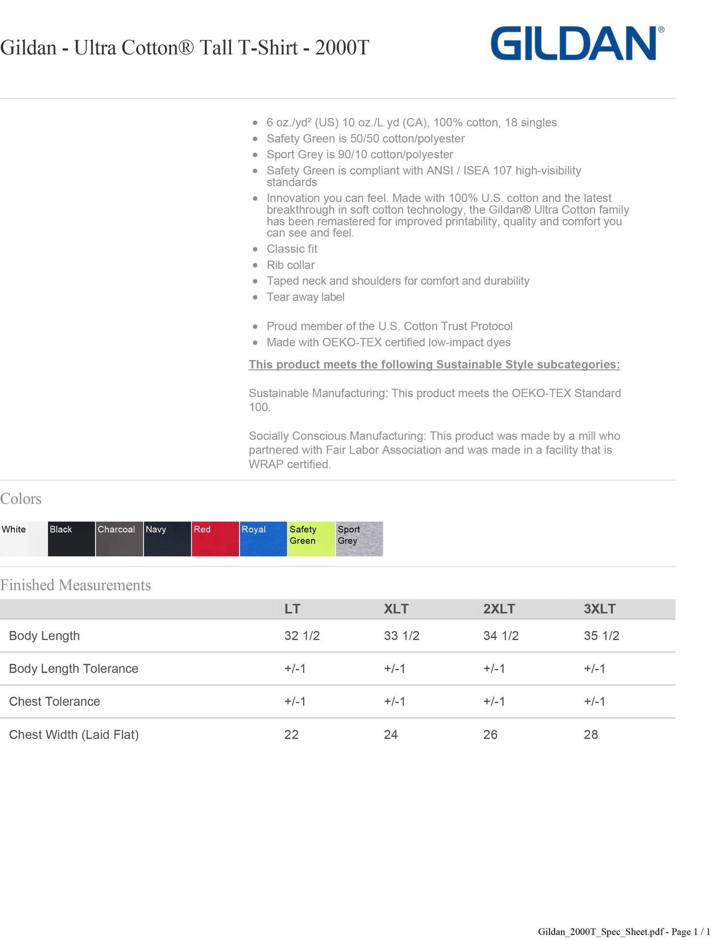 Ultra Cotton® Tall T-Shirt - 2000T Customized