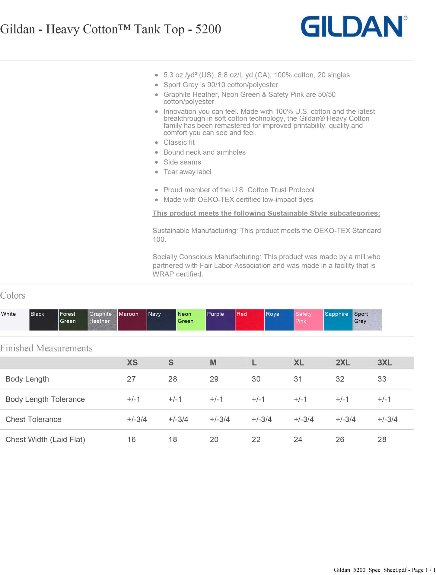 Gildan Heavy Cotton Tank Top 5200 Customized