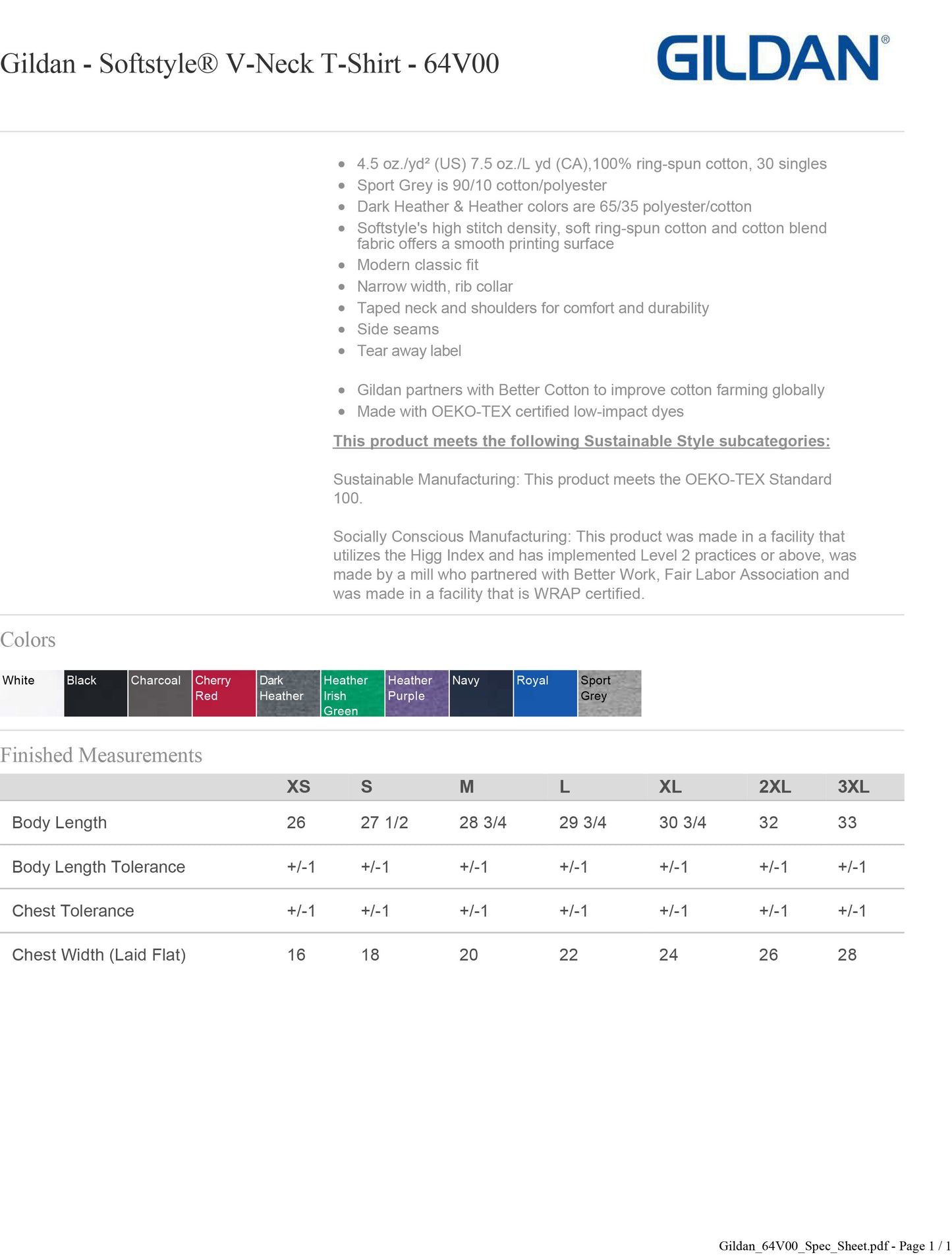 Gildan Softstyle® V-Neck T-Shirt - 64V00