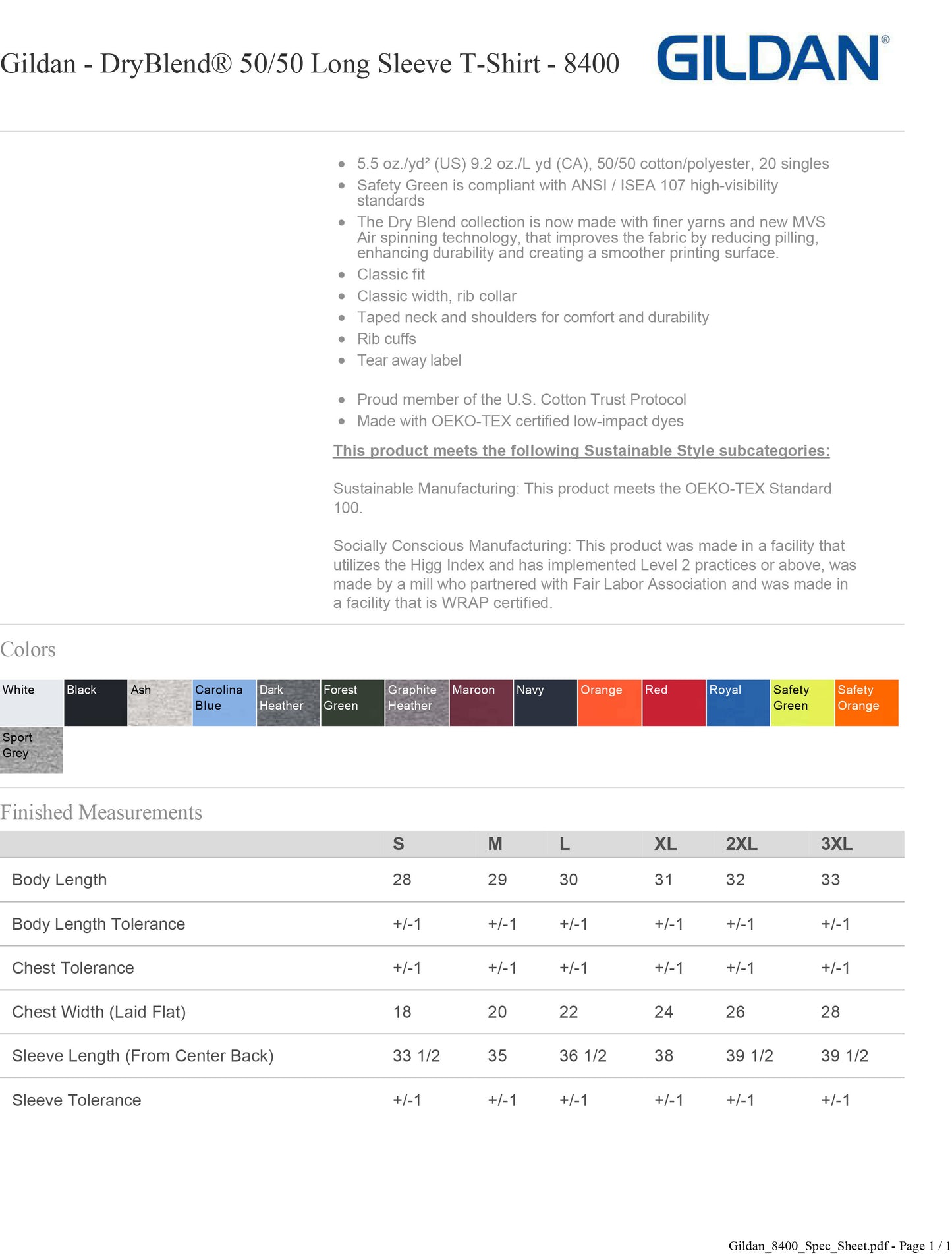 Gildan DryBlend® 50/50 Long Sleeve T-Shirt 8400 Customized