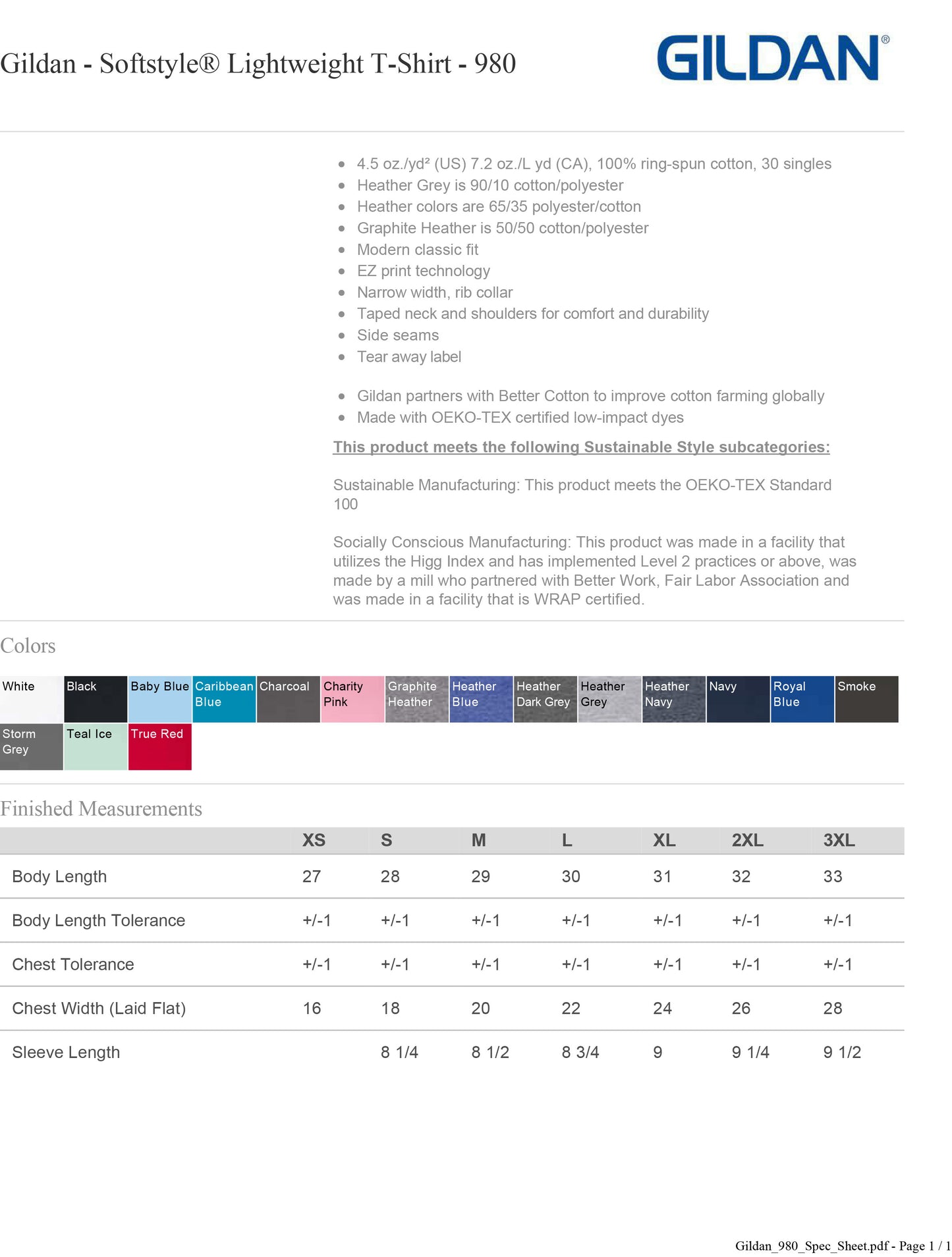 Gildan Softstyle® Lightweight T-Shirt -980