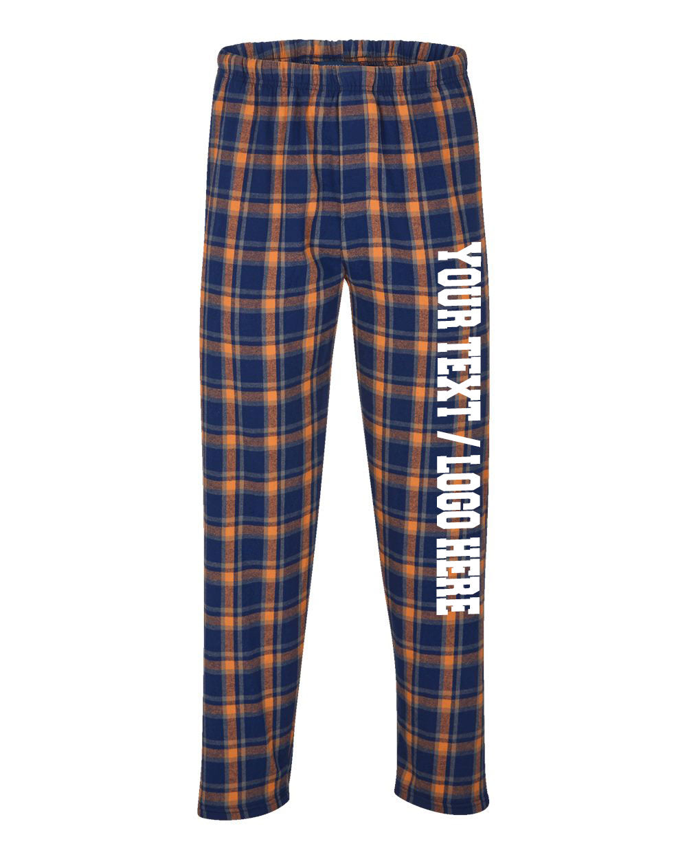 Boxercraft Unisex Flannel Pants Heritage Navy and OrangeFlannel Pants with Custom Text