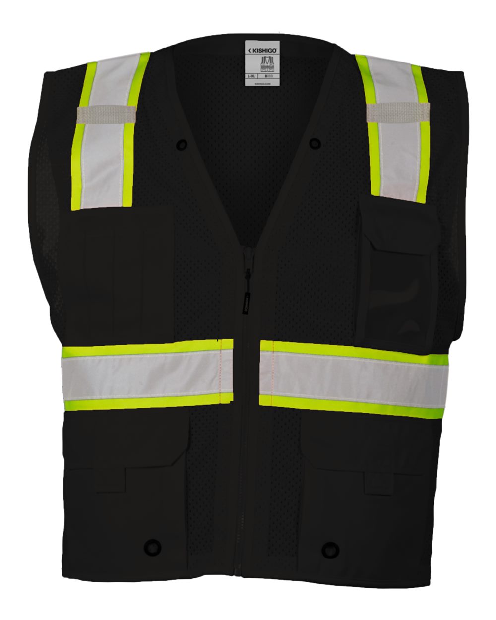 Kishigo - EV Series® Enhanced Visibility Multi-Pocket Mesh Vest - B100-111 Custom w/ Solid or Reflective Print