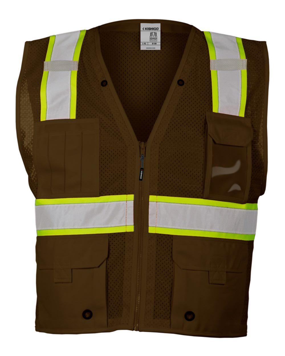 Kishigo - EV Series® Enhanced Visibility Multi-Pocket Mesh Vest - B100-111 Custom w/ Solid or Reflective Print