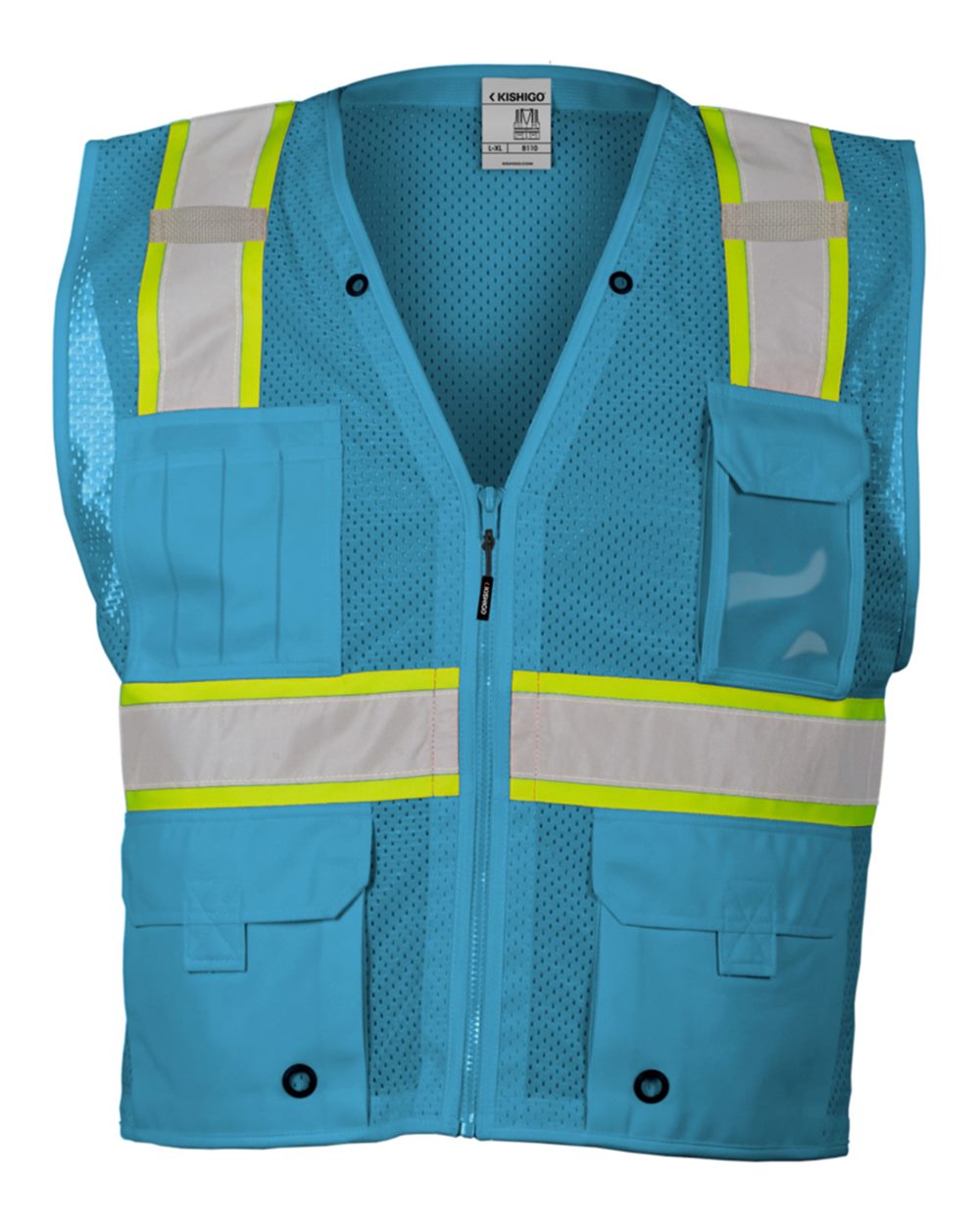 Kishigo - EV Series® Enhanced Visibility Multi-Pocket Mesh Vest - B100-111 Custom w/ Solid or Reflective Print