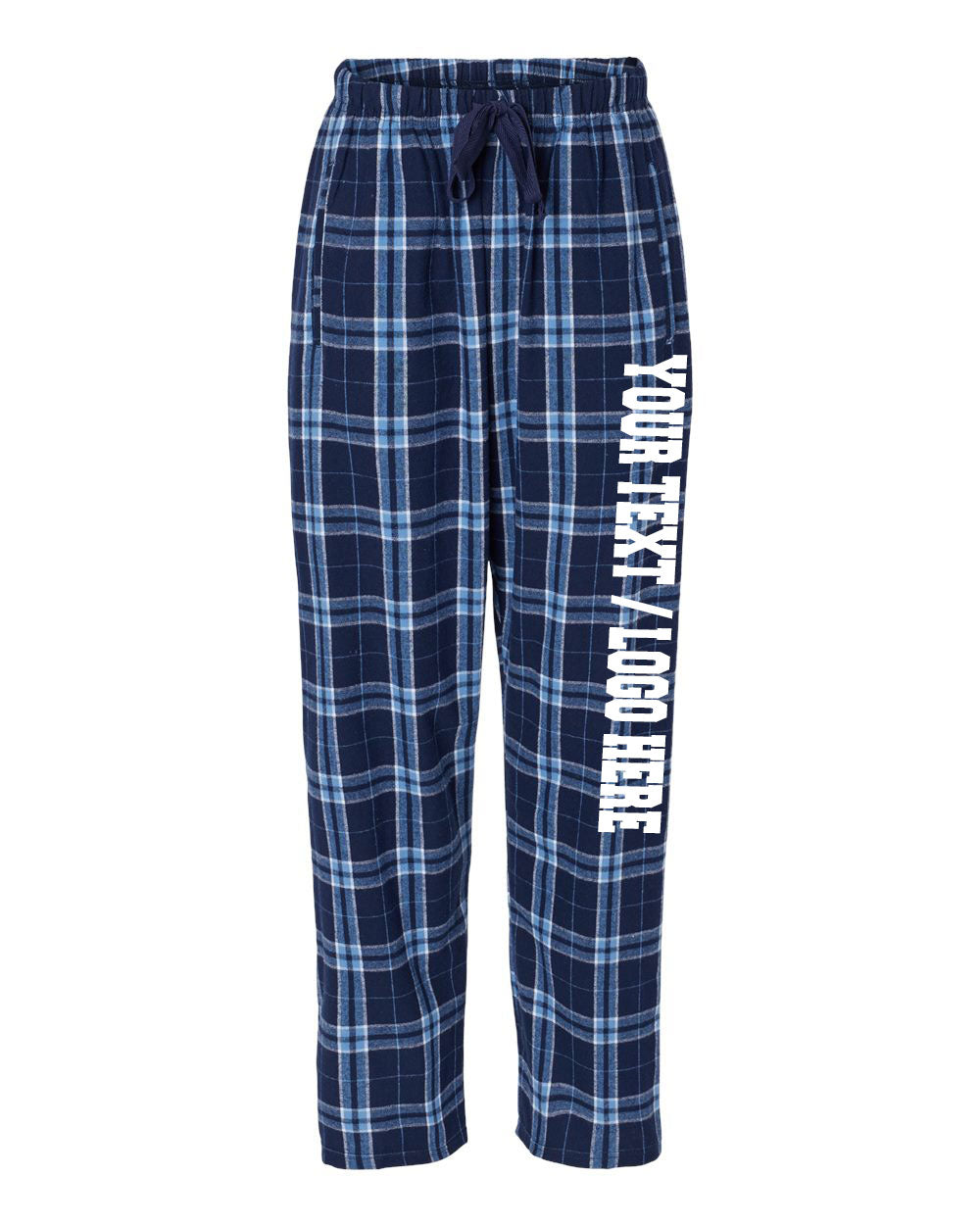 Boxercraft Unisex and Youth Flannel Pants Navy and Columbia Flannel Pants with Custom Text