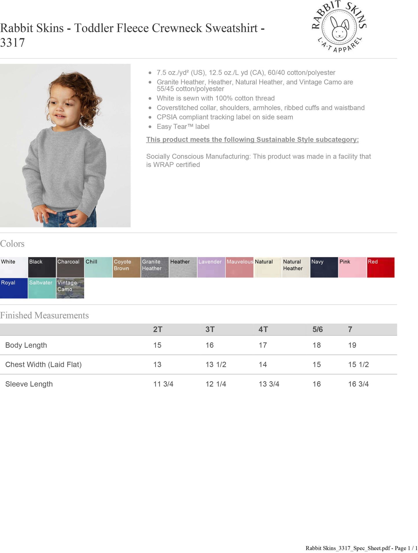Stage Right Toddler Fleece Crewneck Sweatshirt - 3317