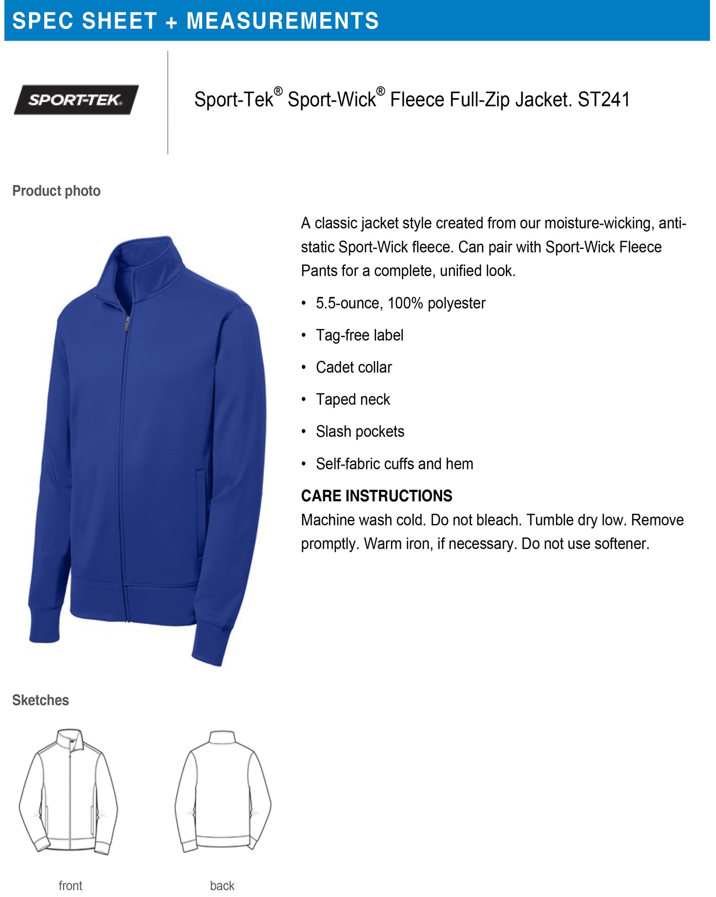 Stage Right Sport-Tek® Sport-Wick® Fleece Full-Zip Jacket ST241