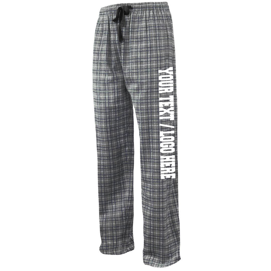 Pennant Adult and Youth Unisex Flannel Pants Grey Black Flannel Pants with Custom Text