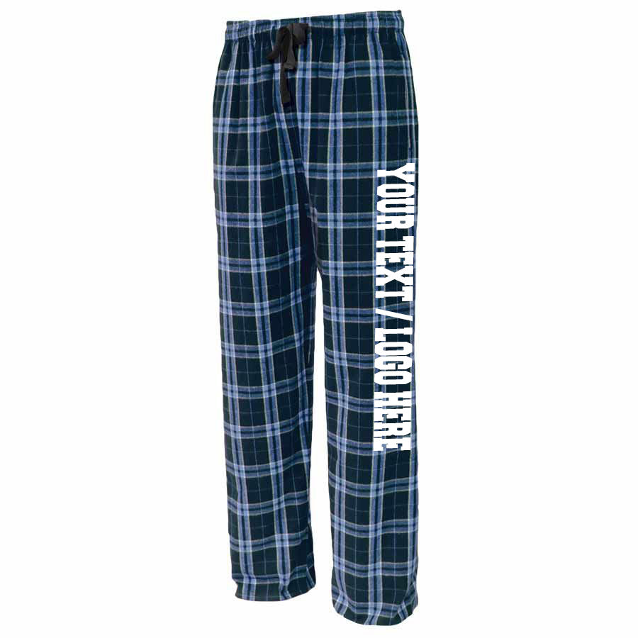 Pennant Adult and Youth Unisex Flannel Pants Columbia and Navy Flannel Pants with Custom Text