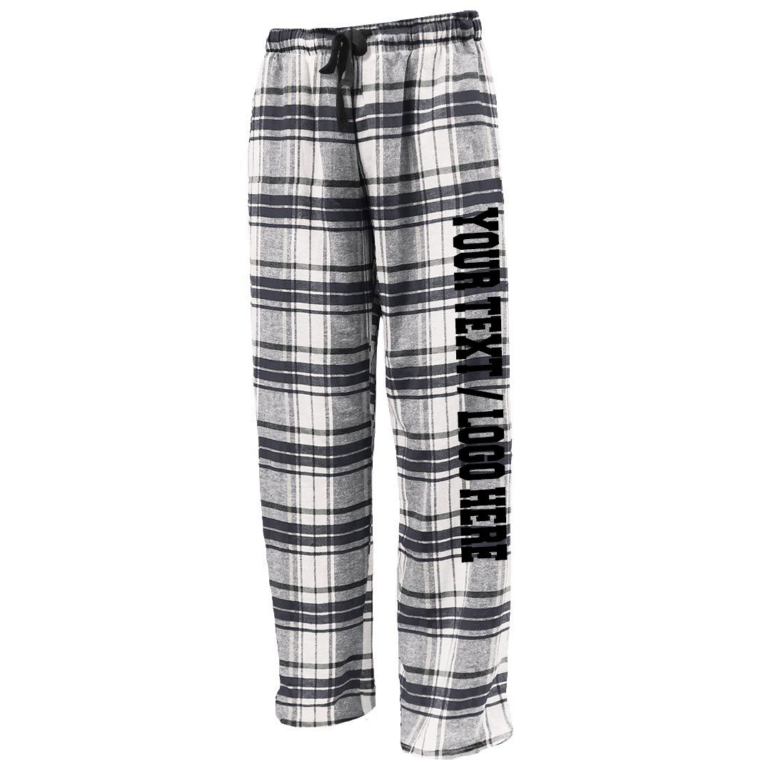Pennant Adult and Youth Unisex Flannel Pants New White and Black Flannel Pants with Custom Text