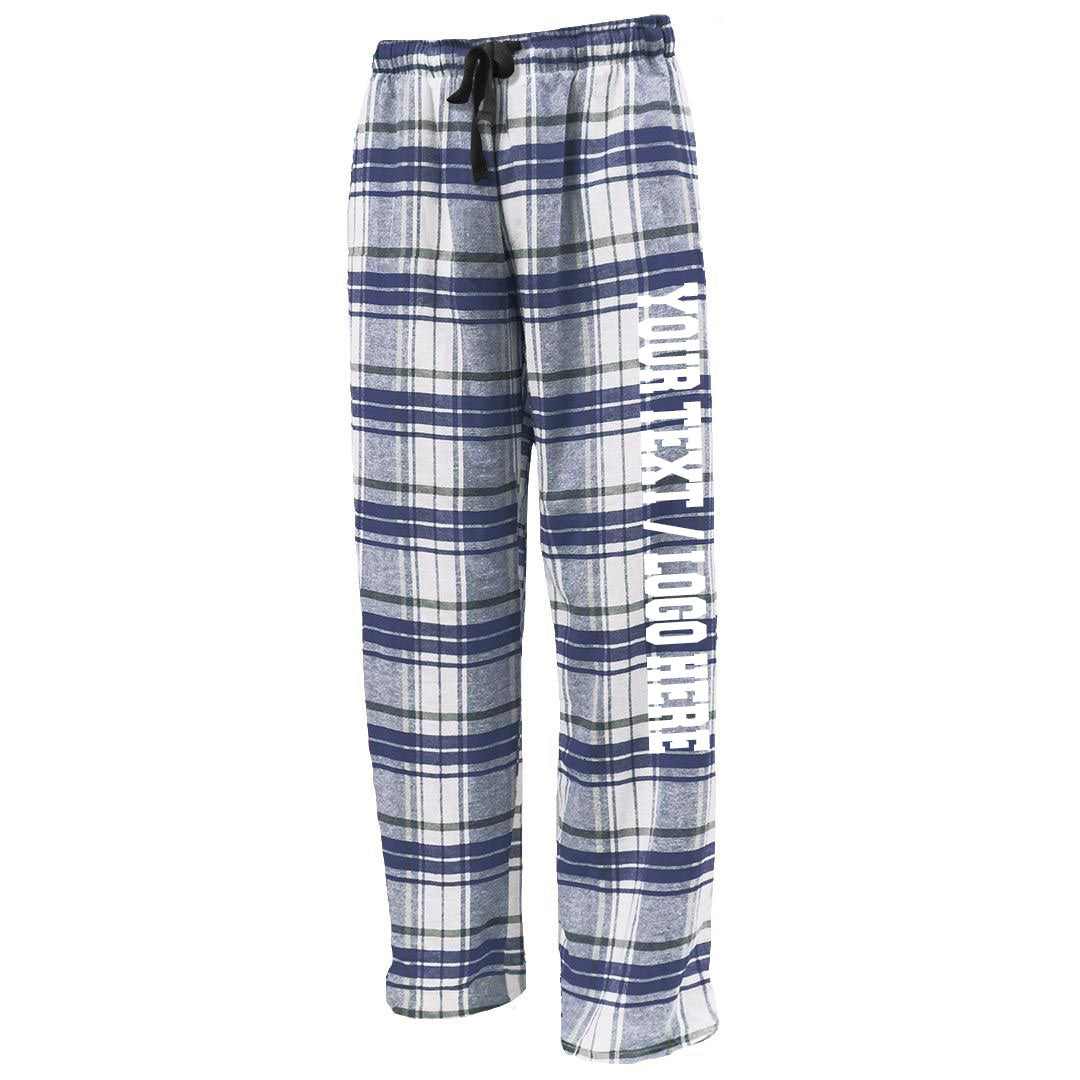Pennant Adult and Youth Unisex Flannel Pants New White and Navy Flannel Pants with Custom Text