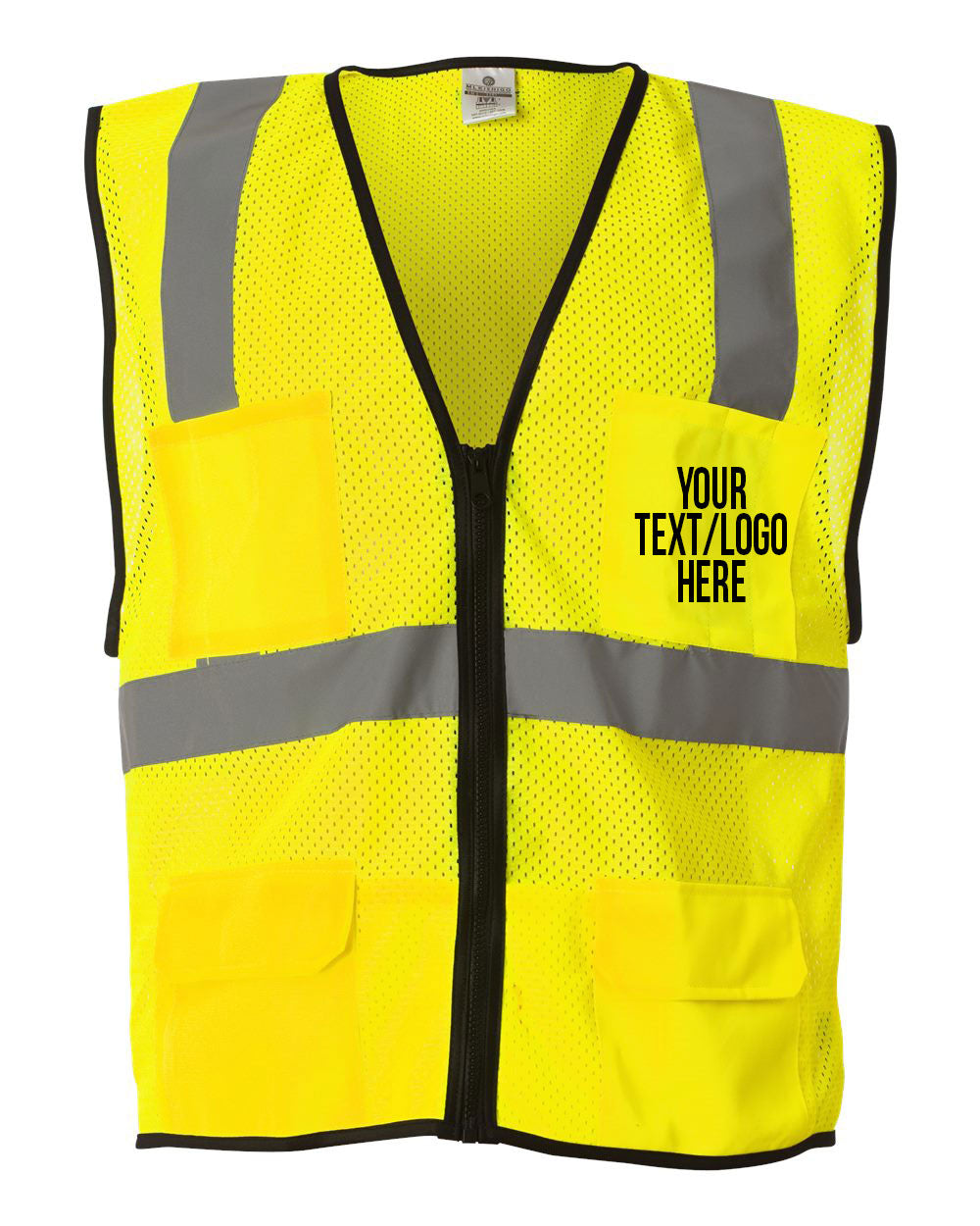 Kishigo - Economy Mesh 6-Pocket Vest - 1191-1192 Custom w/ Solid or Reflective Print