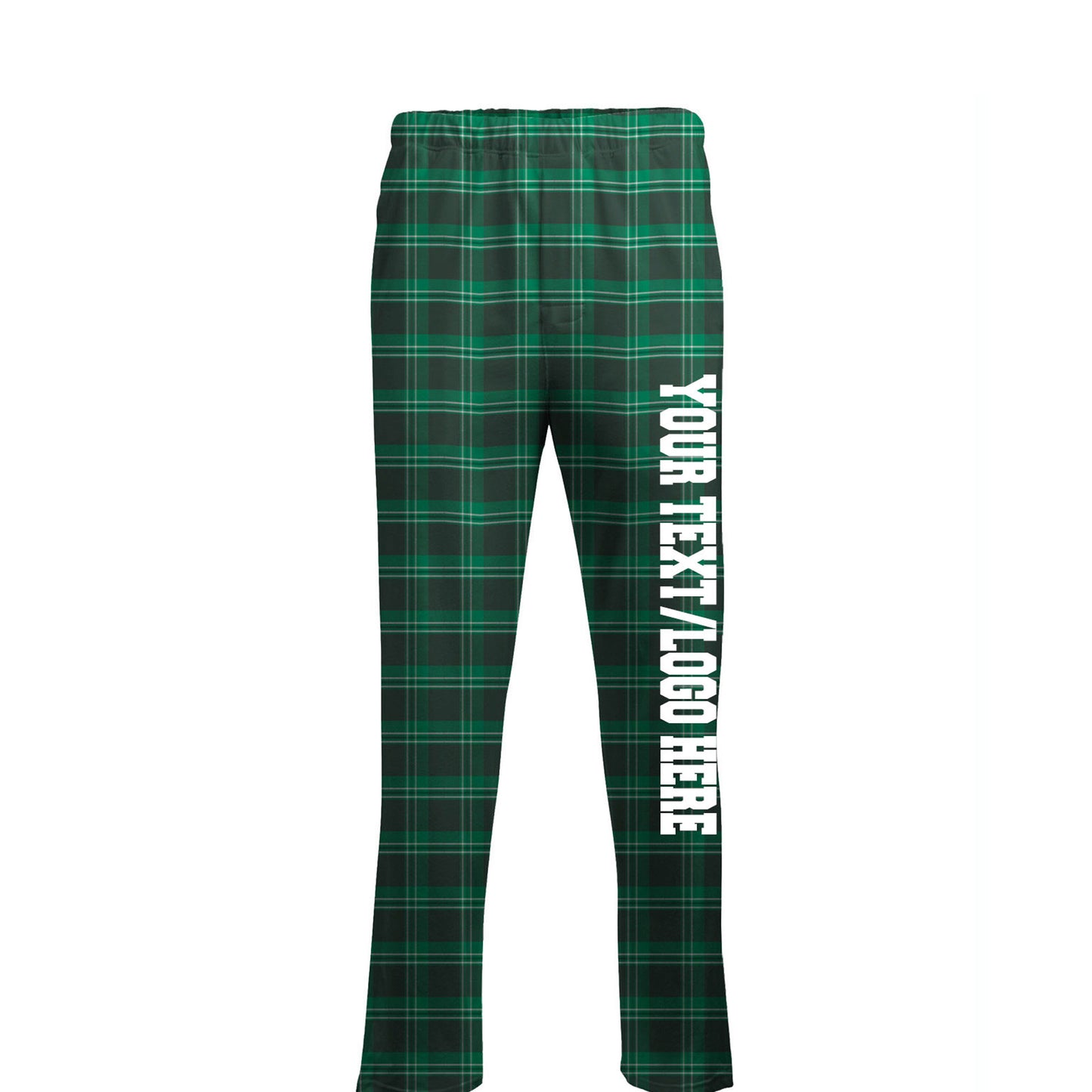 Boxercraft Unisex Flannel Pants Light and Dark Green Flannel Pants with Custom Text