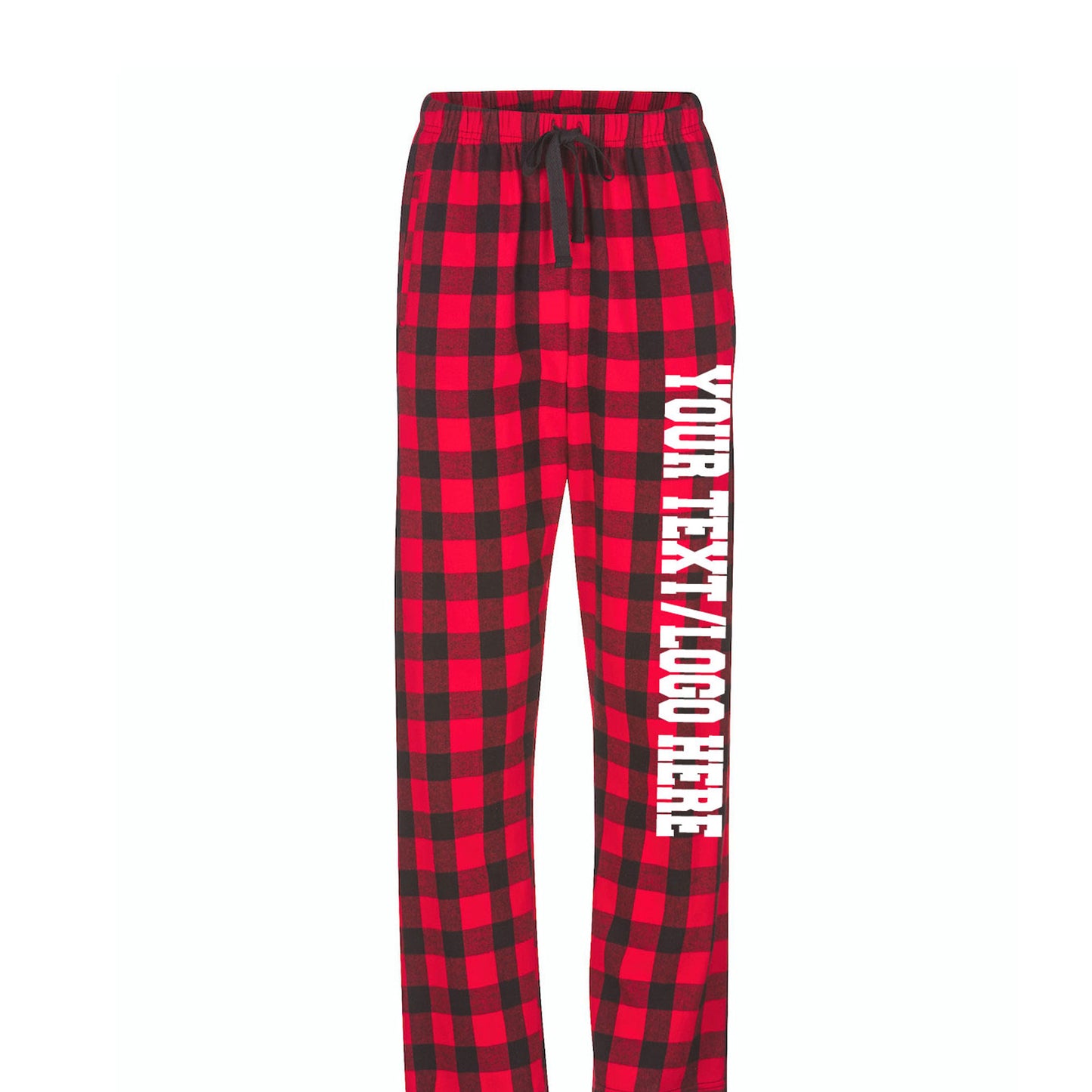 Boxercraft Ladies Henley Flannel Pants Red Black Buffalo Flannel Pants w/ Custom Text/Logo