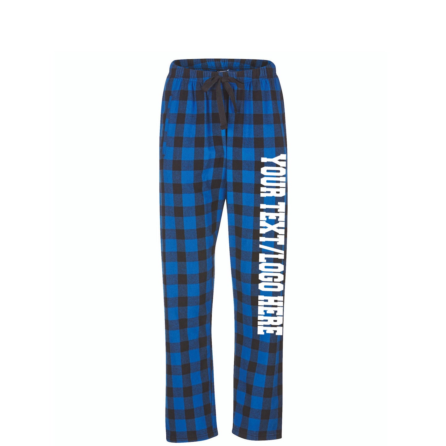 Boxercraft Ladies Henley Flannel Pants Royal Black Buffalo Flannel Pants with Custom Text/Logo