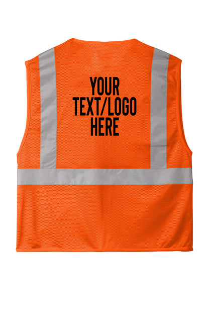 CSV101 CornerStone® ANSI 107 Class 2 Economy Mesh Zippered Vest Custom w/ Solid or Reflective Print