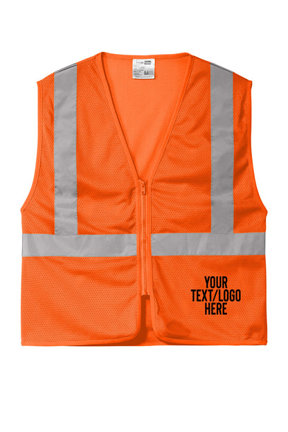 CSV101 CornerStone® ANSI 107 Class 2 Economy Mesh Zippered Vest Custom w/ Solid or Reflective Print