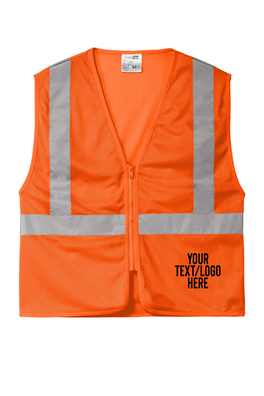 CSV101 CornerStone® ANSI 107 Class 2 Economy Mesh Zippered Vest Custom w/ Solid or Reflective Print