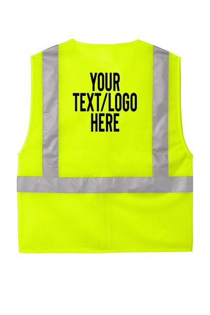 CSV102 CornerStone® ANSI 107 Class 2 Mesh Zippered Vest Custom w/ Solid or Reflective Print