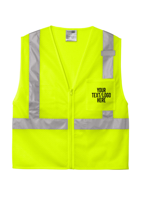 CSV102 CornerStone® ANSI 107 Class 2 Mesh Zippered Vest Custom w/ Solid or Reflective Print