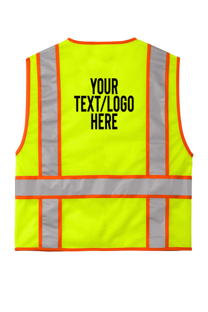 CSV103 CornerStone® ANSI 107 Class 2 Mesh Zippered Two-Tone Vest Custom w/ Solid or Reflective Print