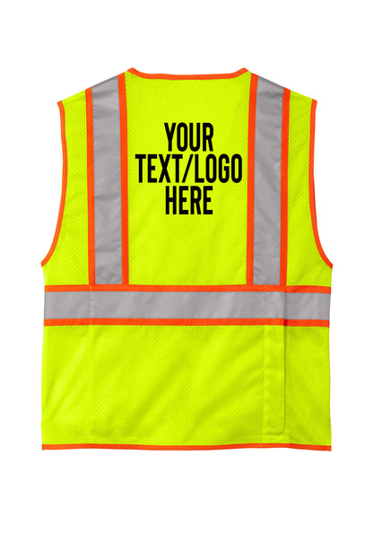 CSV105 CornerStone® ANSI 107 Class 2 Surveyor Zippered Two-Tone Vest Custom w/ Solid or Reflective Print