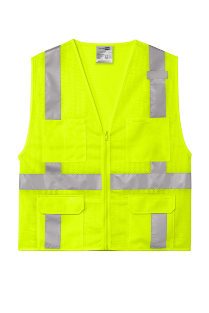 CSV104 CornerStone ANSI 107 Class 2 Mesh Six-Pocket Zippered Vest Custom w/ Solid or Reflective Print