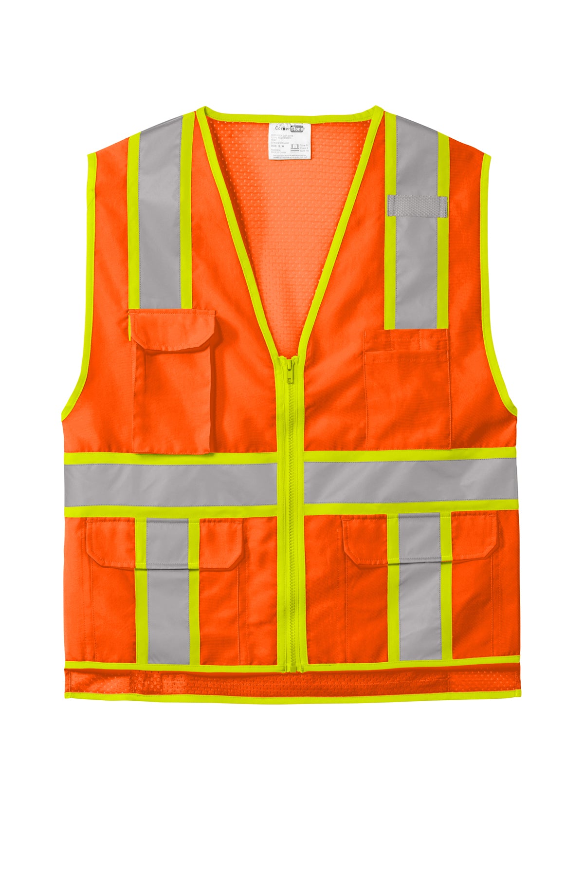 CSV105 CornerStone® ANSI 107 Class 2 Surveyor Zippered Two-Tone Vest Custom w/ Solid or Reflective Print