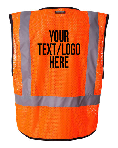 Kishigo - Economy Single Pocket Hook-and-Loop Mesh Vest - 1193-1194 Custom w/ Solid or Reflective Print